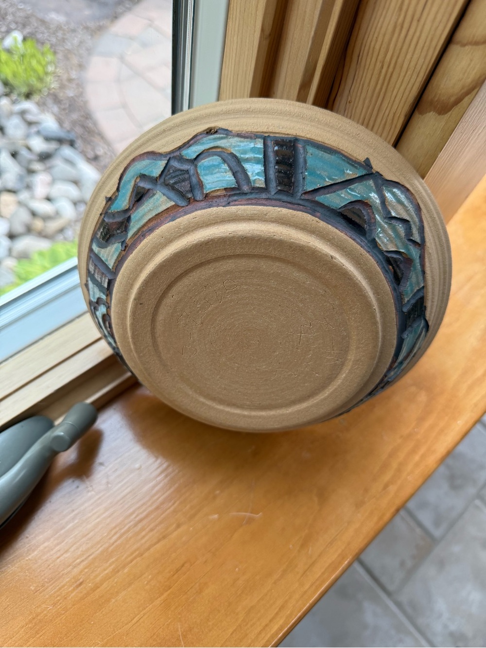Handcrafted Turquoise Accent southwestern style Clay Bowl - Handmade